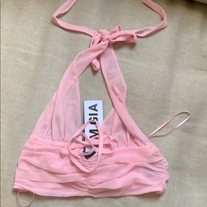 I.AM.GIA baby pink Carmel mesh crop top